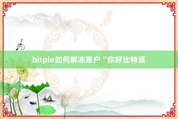 bitpie如何解冻账户“你好比特派