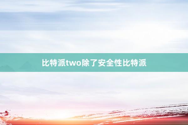 比特派two除了安全性比特派