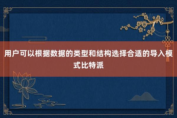 用户可以根据数据的类型和结构选择合适的导入模式比特派