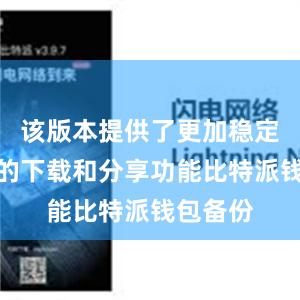 该版本提供了更加稳定和高效的下载和分享功能比特派钱包备份